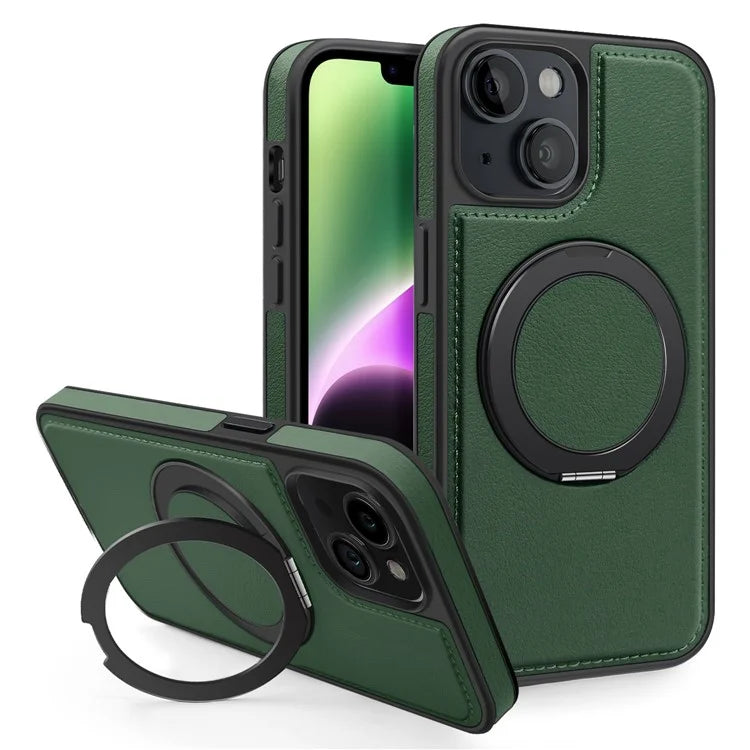 For iPhone 14 Case Compatible with MagSafe PU Leather+PC+TPU Protective Phone Cover
