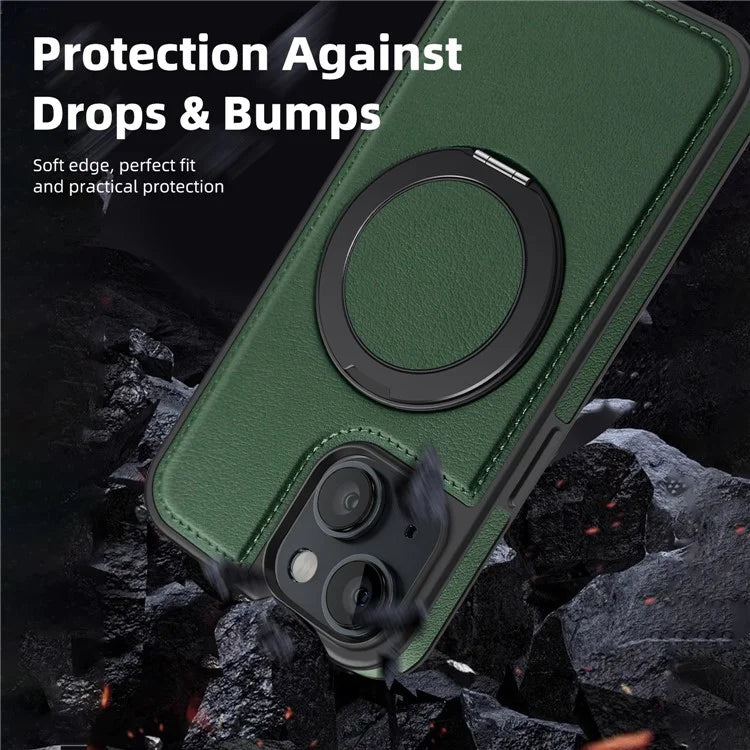 For iPhone 14 Case Compatible with MagSafe PU Leather+PC+TPU Protective Phone Cover