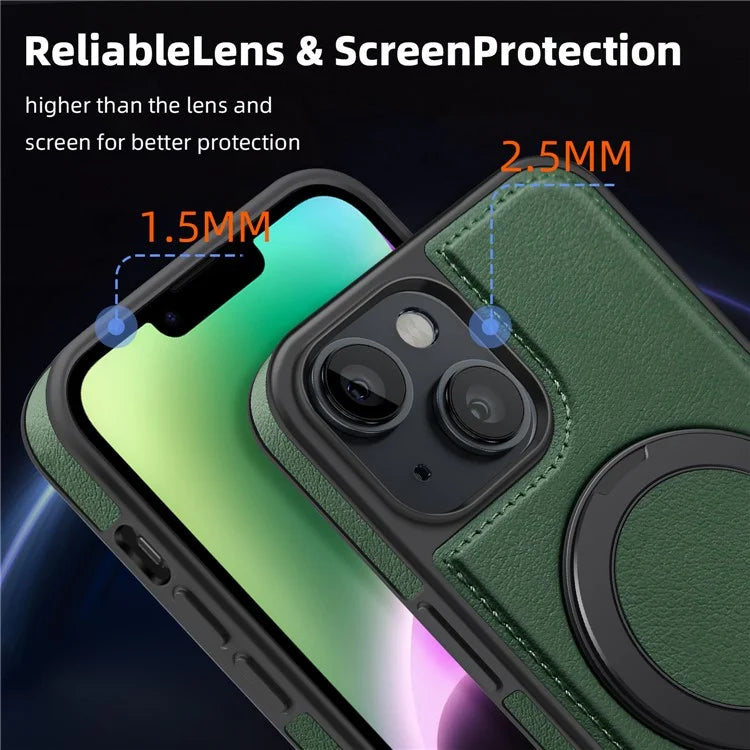 For iPhone 14 Case Compatible with MagSafe PU Leather+PC+TPU Protective Phone Cover