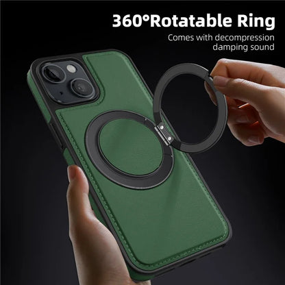 For iPhone 14 Case Compatible with MagSafe PU Leather+PC+TPU Protective Phone Cover
