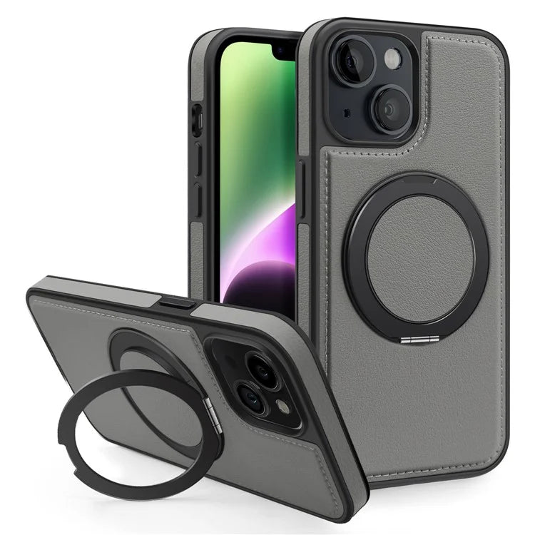 For iPhone 14 Case Compatible with MagSafe PU Leather+PC+TPU Protective Phone Cover