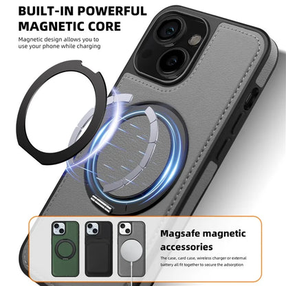 For iPhone 14 Case Compatible with MagSafe PU Leather+PC+TPU Protective Phone Cover
