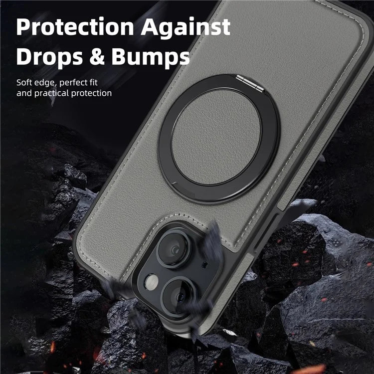 For iPhone 14 Case Compatible with MagSafe PU Leather+PC+TPU Protective Phone Cover