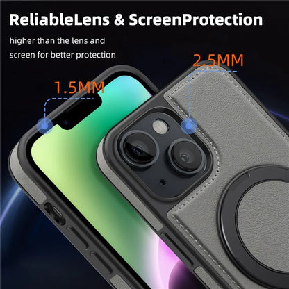 For iPhone 14 Case Compatible with MagSafe PU Leather+PC+TPU Protective Phone Cover