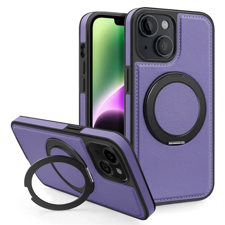 For iPhone 14 Case Compatible with MagSafe PU Leather+PC+TPU Protective Phone Cover