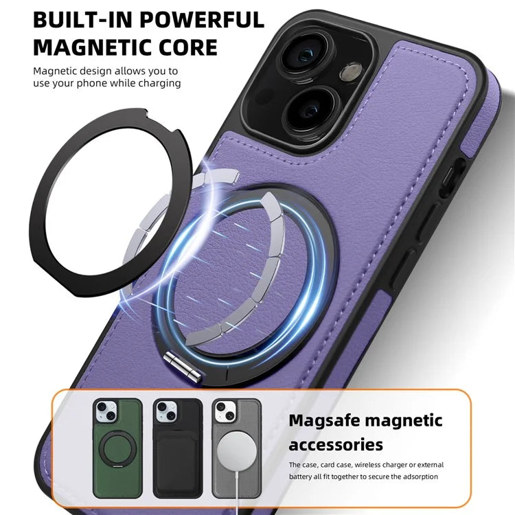 For iPhone 14 Case Compatible with MagSafe PU Leather+PC+TPU Protective Phone Cover