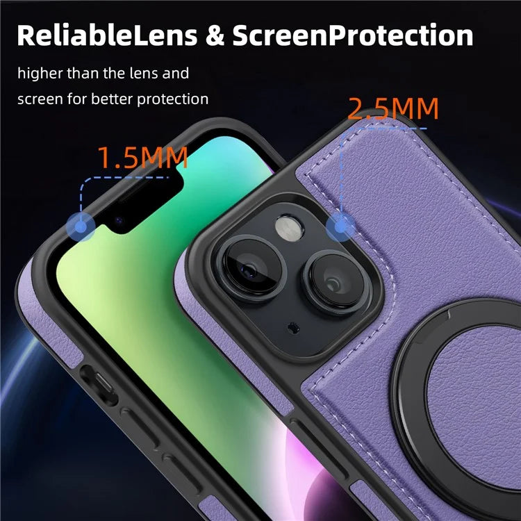 For iPhone 14 Case Compatible with MagSafe PU Leather+PC+TPU Protective Phone Cover