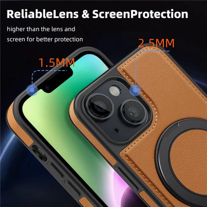 For iPhone 14 Case Compatible with MagSafe PU Leather+PC+TPU Protective Phone Cover