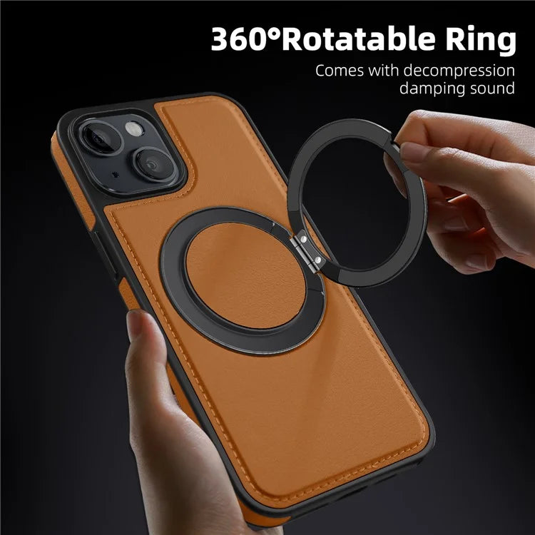 For iPhone 14 Case Compatible with MagSafe PU Leather+PC+TPU Protective Phone Cover