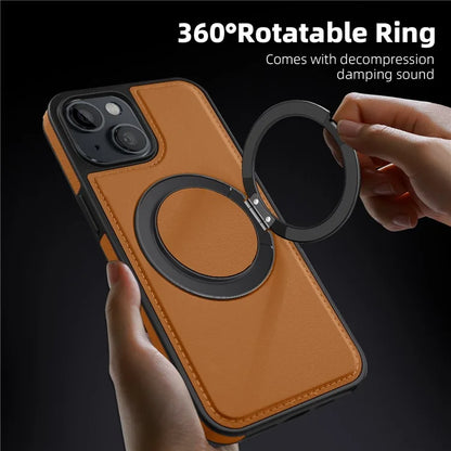 For iPhone 14 Case Compatible with MagSafe PU Leather+PC+TPU Protective Phone Cover