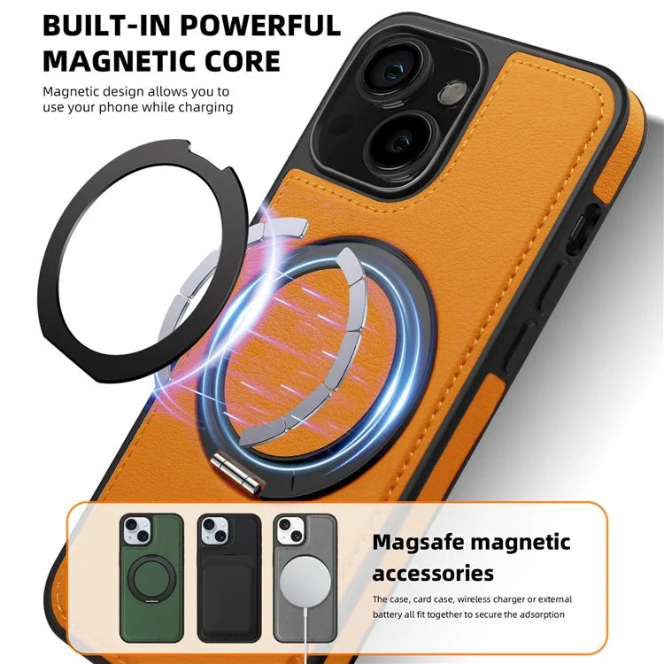 For iPhone 14 Case Compatible with MagSafe PU Leather+PC+TPU Protective Phone Cover