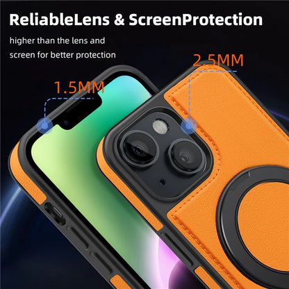For iPhone 14 Case Compatible with MagSafe PU Leather+PC+TPU Protective Phone Cover