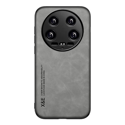 X&E For Xiaomi 14 Ultra Phone Case PU Leather Coated TPU+PC Back Cover Support Magnetic Car Mount