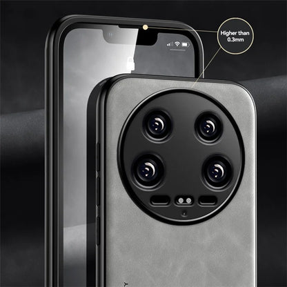 X&E For Xiaomi 14 Ultra Phone Case PU Leather Coated TPU+PC Back Cover Support Magnetic Car Mount
