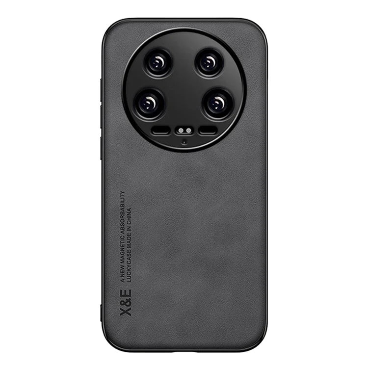 X&E For Xiaomi 14 Ultra Phone Case PU Leather Coated TPU+PC Back Cover Support Magnetic Car Mount