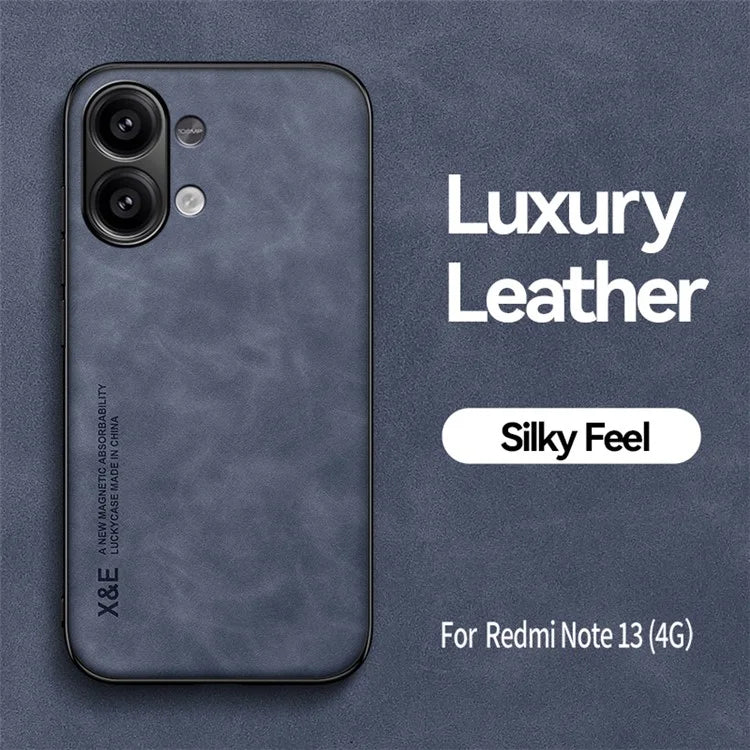 X&E For Xiaomi Redmi Note 13 4G Case Leather+TPU+PC Phone Cover Support Magnetic Car Mount