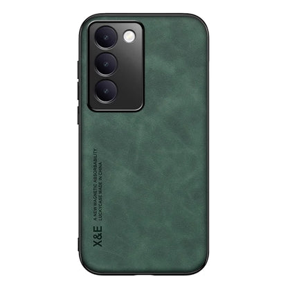 X&E For vivo Y100 5G (Indonesia) / V40 SE 5G / T3 5G / Y200e 5G / V30 Lite 4G Case Leather Back Cover Support Magnetic Car Mount