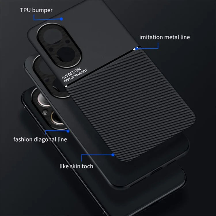For Realme C67 4G Case PU Leather Lines Imprinted Anti-Slip Back Phone Cover