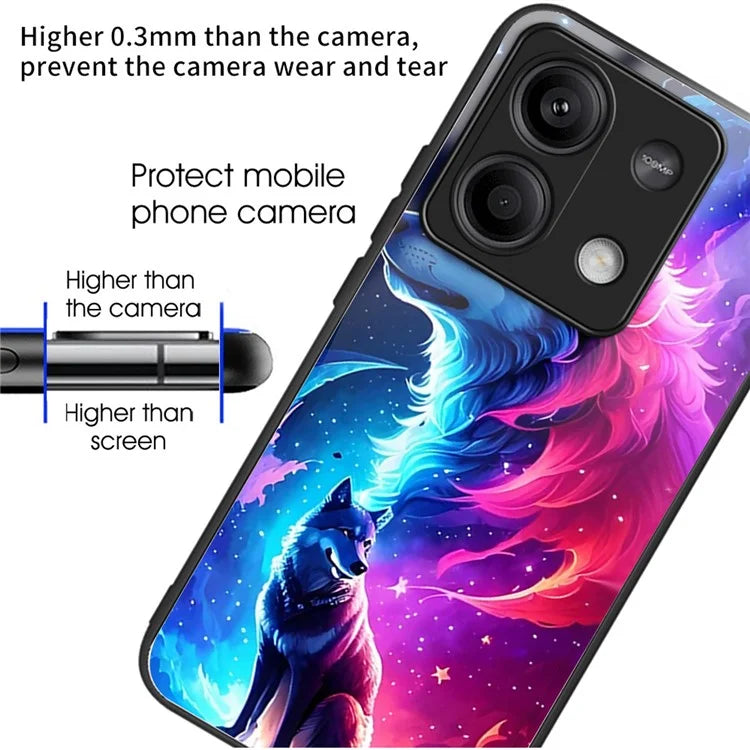 Wholesale Phone Case for Xiaomi Redmi Note 13 5G TPU+Tempered Glass Phone Cover Pattern Printing