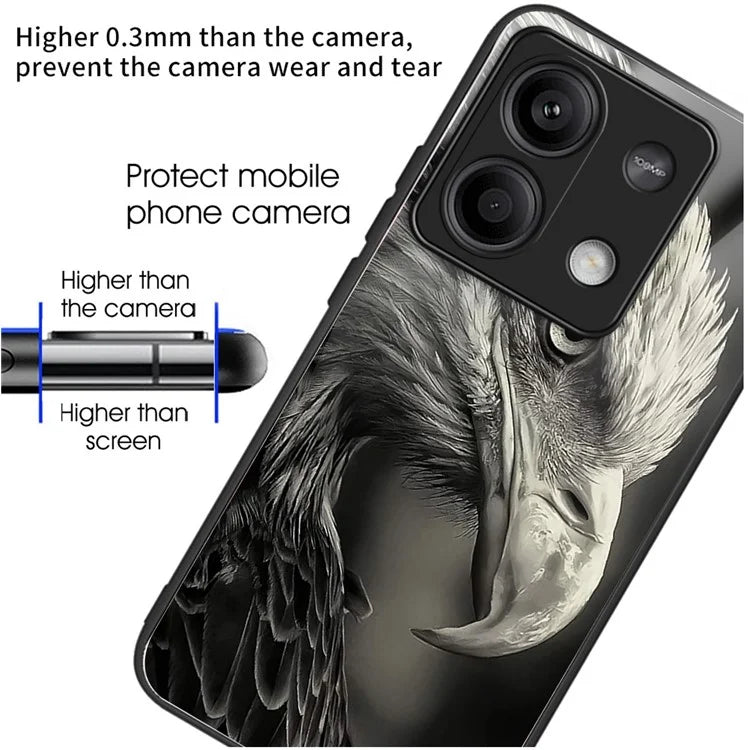 Wholesale Phone Case for Xiaomi Redmi Note 13 5G TPU+Tempered Glass Phone Cover Pattern Printing