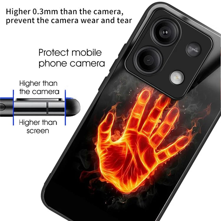 Wholesale Phone Case for Xiaomi Redmi Note 13 5G TPU+Tempered Glass Phone Cover Pattern Printing