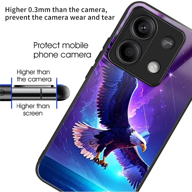 Wholesale Phone Case for Xiaomi Redmi Note 13 5G TPU+Tempered Glass Phone Cover Pattern Printing