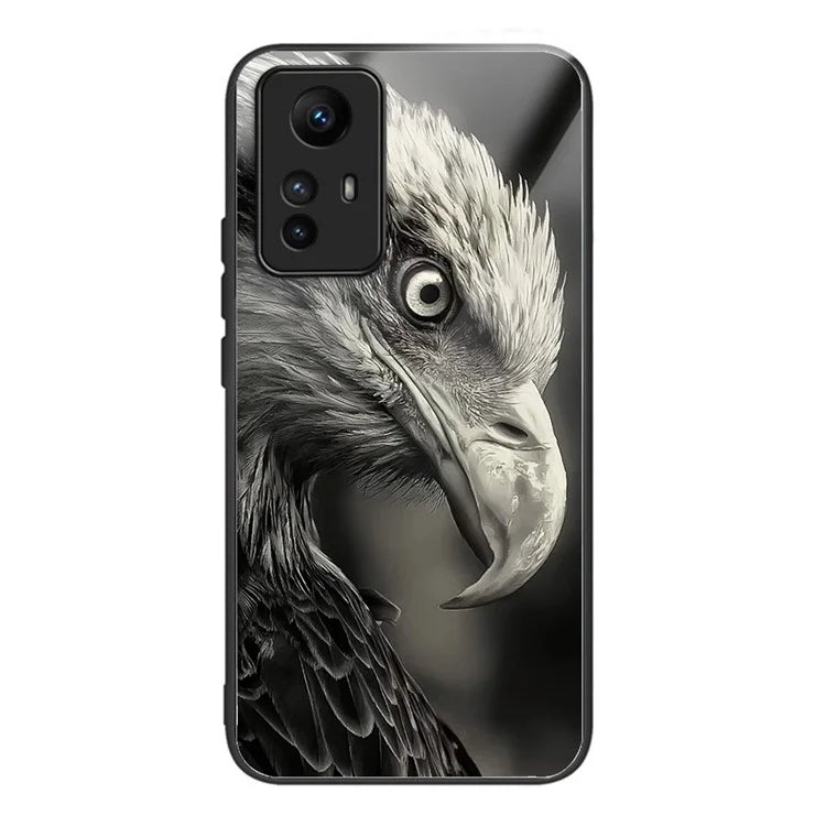 For Xiaomi Redmi Note 12S 4G Case TPU+Tempered Glass Pattern Printing Protective Back Cover
