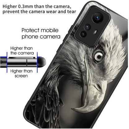 For Xiaomi Redmi Note 12S 4G Case TPU+Tempered Glass Pattern Printing Protective Back Cover