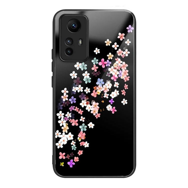 For Xiaomi Redmi Note 12S 4G Case TPU+Tempered Glass Pattern Printing Protective Back Cover