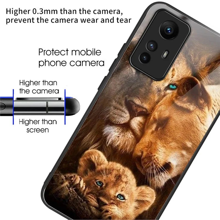 For Xiaomi Redmi Note 12S 4G Case TPU+Tempered Glass Pattern Printing Protective Back Cover