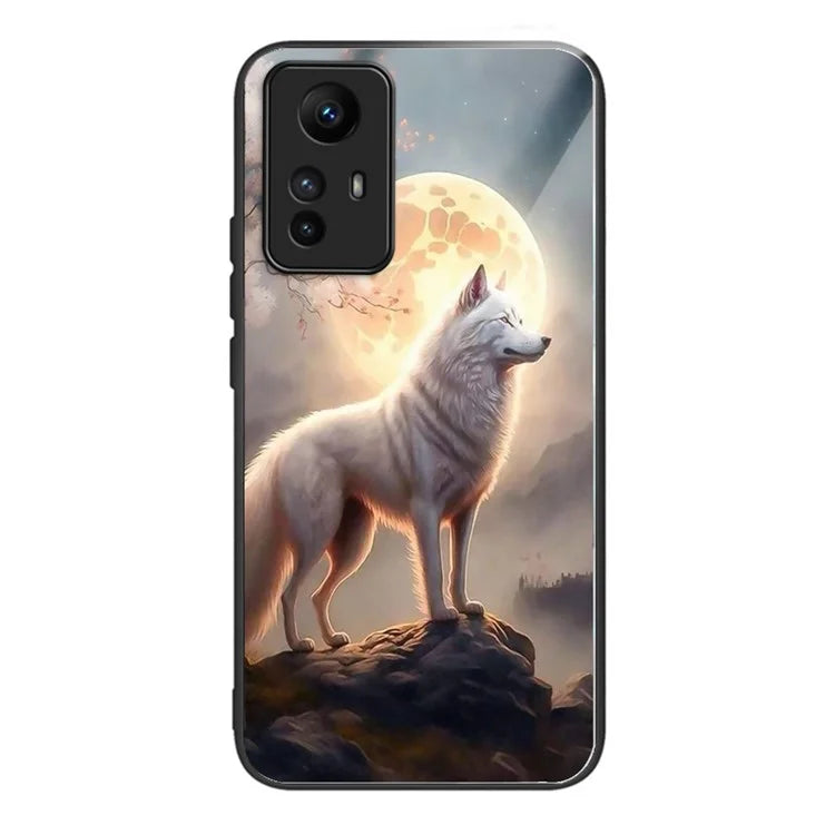 For Xiaomi Redmi Note 12S 4G Case TPU+Tempered Glass Pattern Printing Protective Back Cover