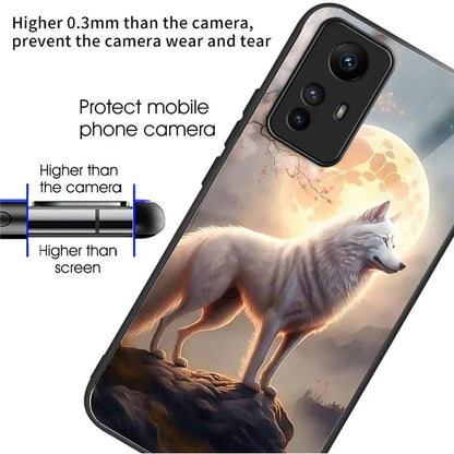 For Xiaomi Redmi Note 12S 4G Case TPU+Tempered Glass Pattern Printing Protective Back Cover