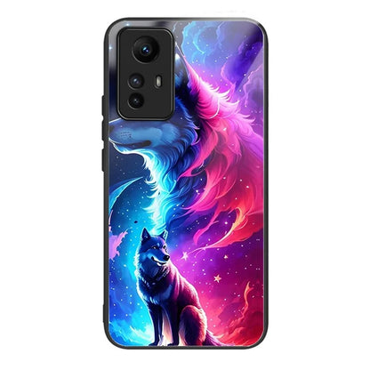 For Xiaomi Redmi Note 12S 4G Case TPU+Tempered Glass Pattern Printing Protective Back Cover