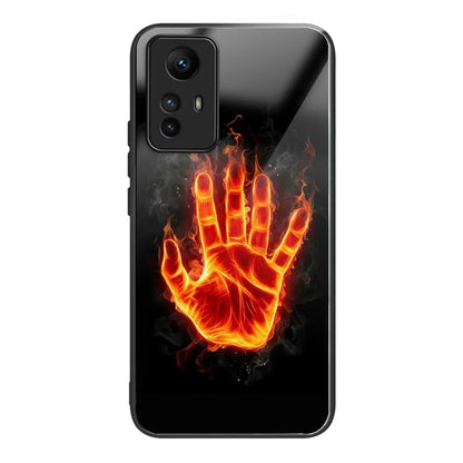 For Xiaomi Redmi Note 12S 4G Case TPU+Tempered Glass Pattern Printing Protective Back Cover