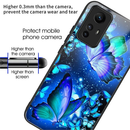 For Xiaomi Redmi Note 12S 4G Case TPU+Tempered Glass Pattern Printing Protective Back Cover