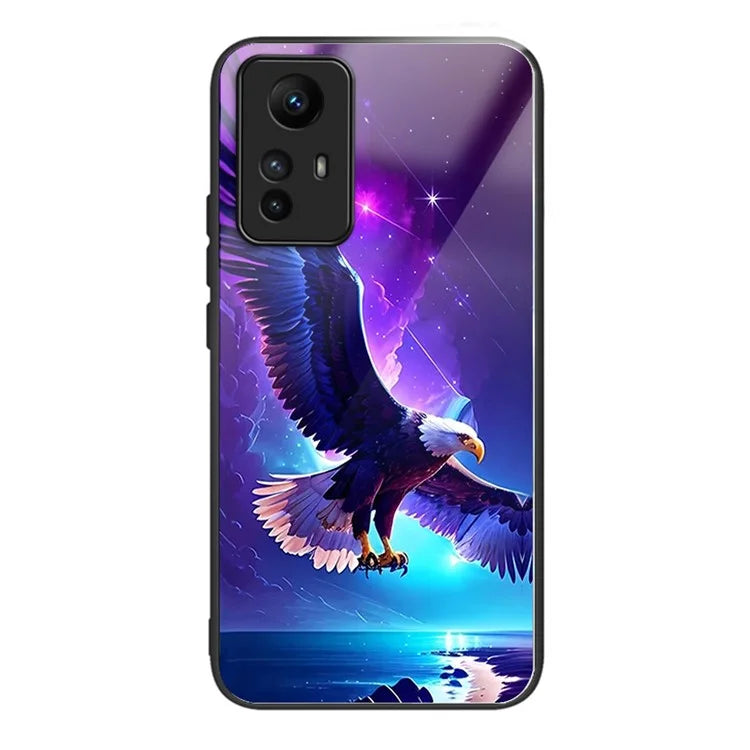 For Xiaomi Redmi Note 12S 4G Case TPU+Tempered Glass Pattern Printing Protective Back Cover