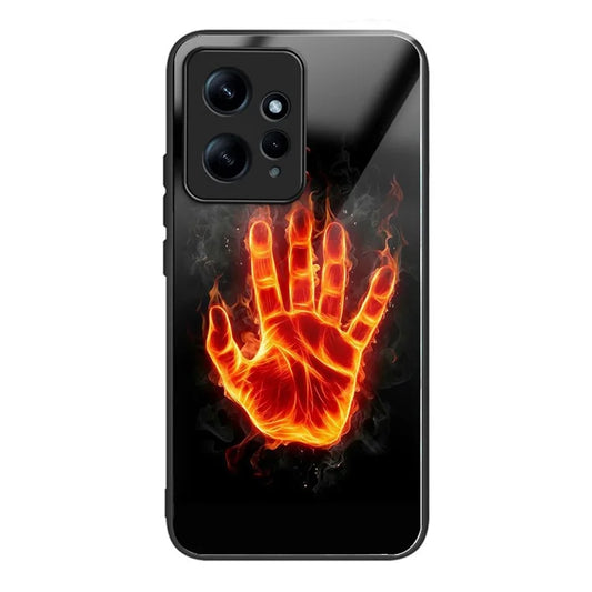 Wholesale Phone Case for Xiaomi Redmi Note 12 4G TPU+Tempered Glass Pattern Printing Cover