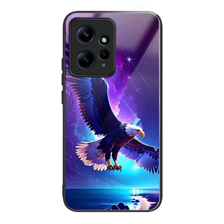 Wholesale Phone Case for Xiaomi Redmi Note 12 4G TPU+Tempered Glass Pattern Printing Cover