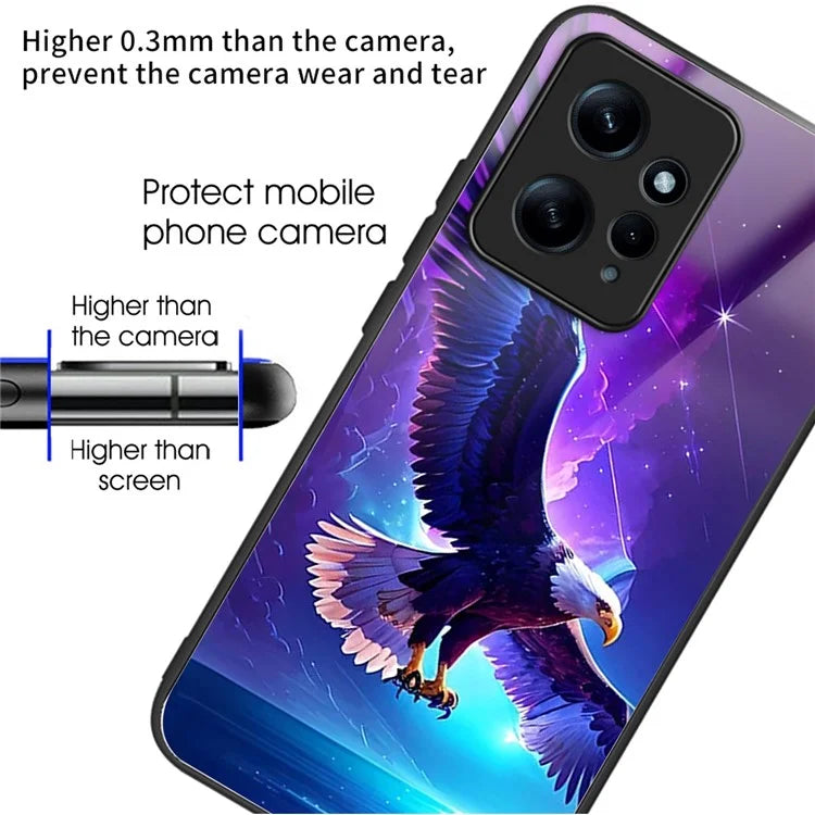 Wholesale Phone Case for Xiaomi Redmi Note 12 4G TPU+Tempered Glass Pattern Printing Cover