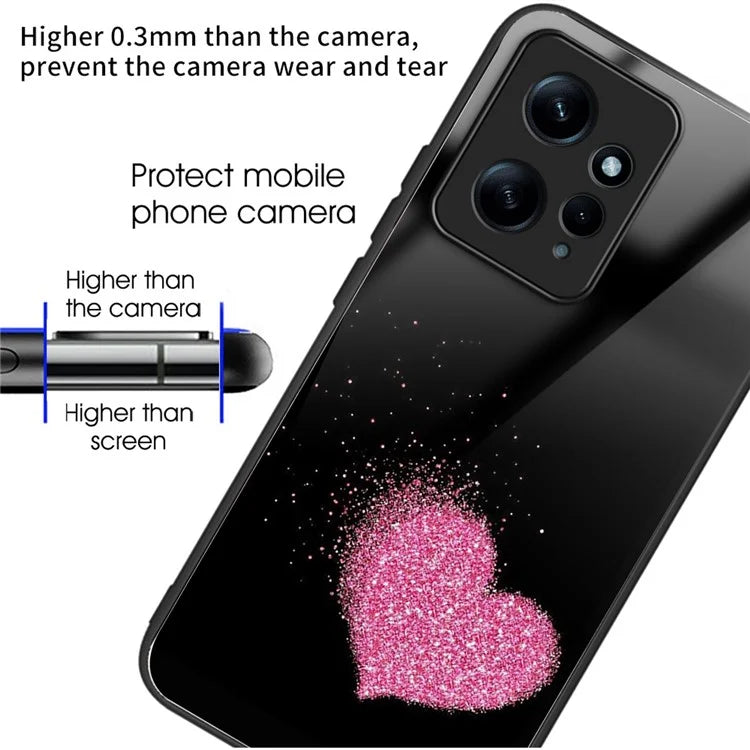 Wholesale Phone Case for Xiaomi Redmi Note 12 4G TPU+Tempered Glass Pattern Printing Cover