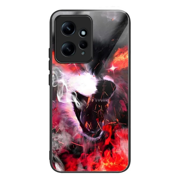 Wholesale Phone Case for Xiaomi Redmi Note 12 4G TPU+Tempered Glass Pattern Printing Cover