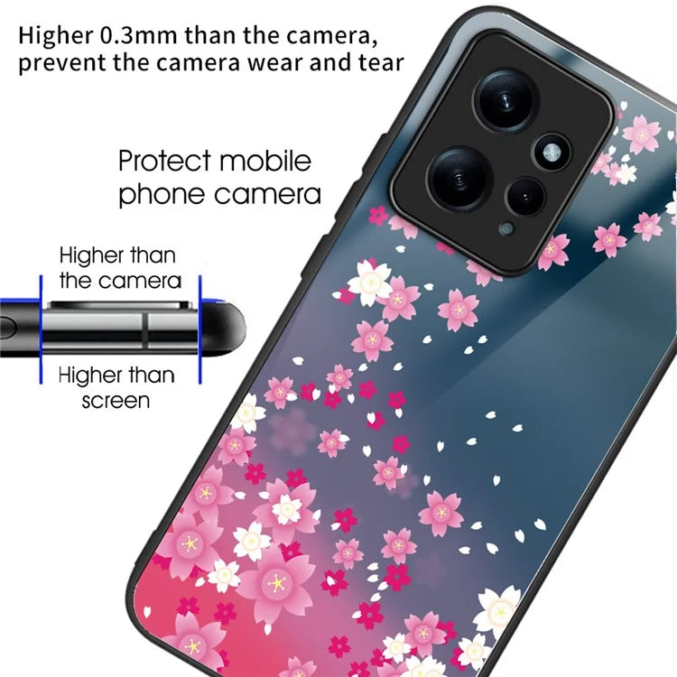 Wholesale Phone Case for Xiaomi Redmi Note 12 4G TPU+Tempered Glass Pattern Printing Cover