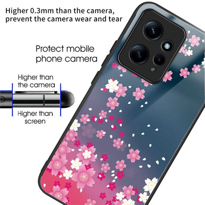 Wholesale Phone Case for Xiaomi Redmi Note 12 4G TPU+Tempered Glass Pattern Printing Cover