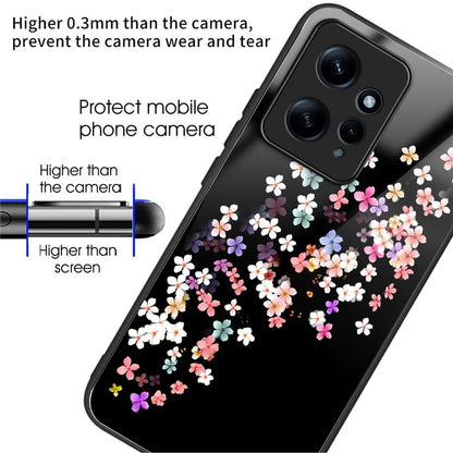 Wholesale Phone Case for Xiaomi Redmi Note 12 4G TPU+Tempered Glass Pattern Printing Cover