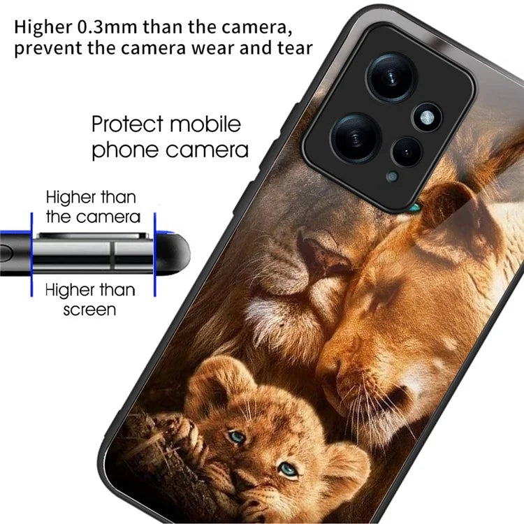 Wholesale Phone Case for Xiaomi Redmi Note 12 4G TPU+Tempered Glass Pattern Printing Cover