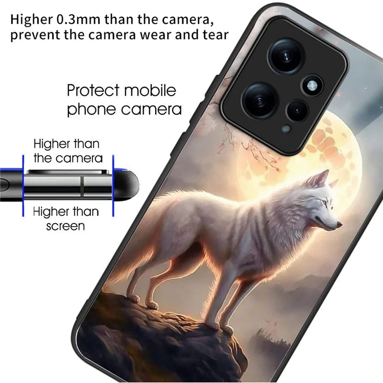 Wholesale Phone Case for Xiaomi Redmi Note 12 4G TPU+Tempered Glass Pattern Printing Cover
