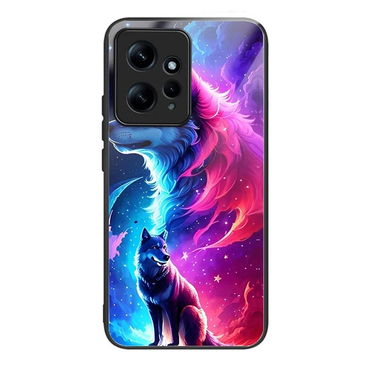 Wholesale Phone Case for Xiaomi Redmi Note 12 4G TPU+Tempered Glass Pattern Printing Cover