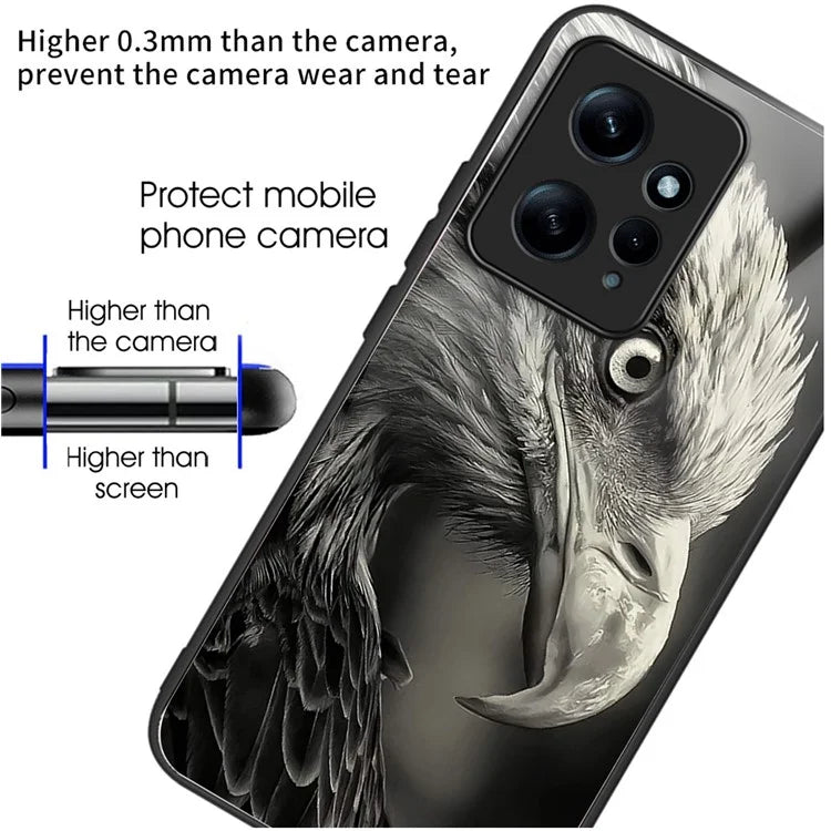 Wholesale Phone Case for Xiaomi Redmi Note 12 4G TPU+Tempered Glass Pattern Printing Cover