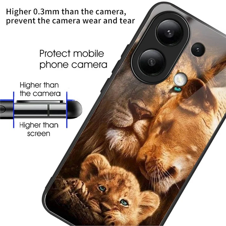 Wholesale Phone Case for Xiaomi Redmi Note 13 4G TPU+Tempered Glass Phone Cover Pattern Printing