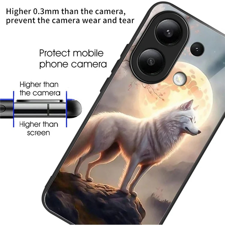 Wholesale Phone Case for Xiaomi Redmi Note 13 4G TPU+Tempered Glass Phone Cover Pattern Printing